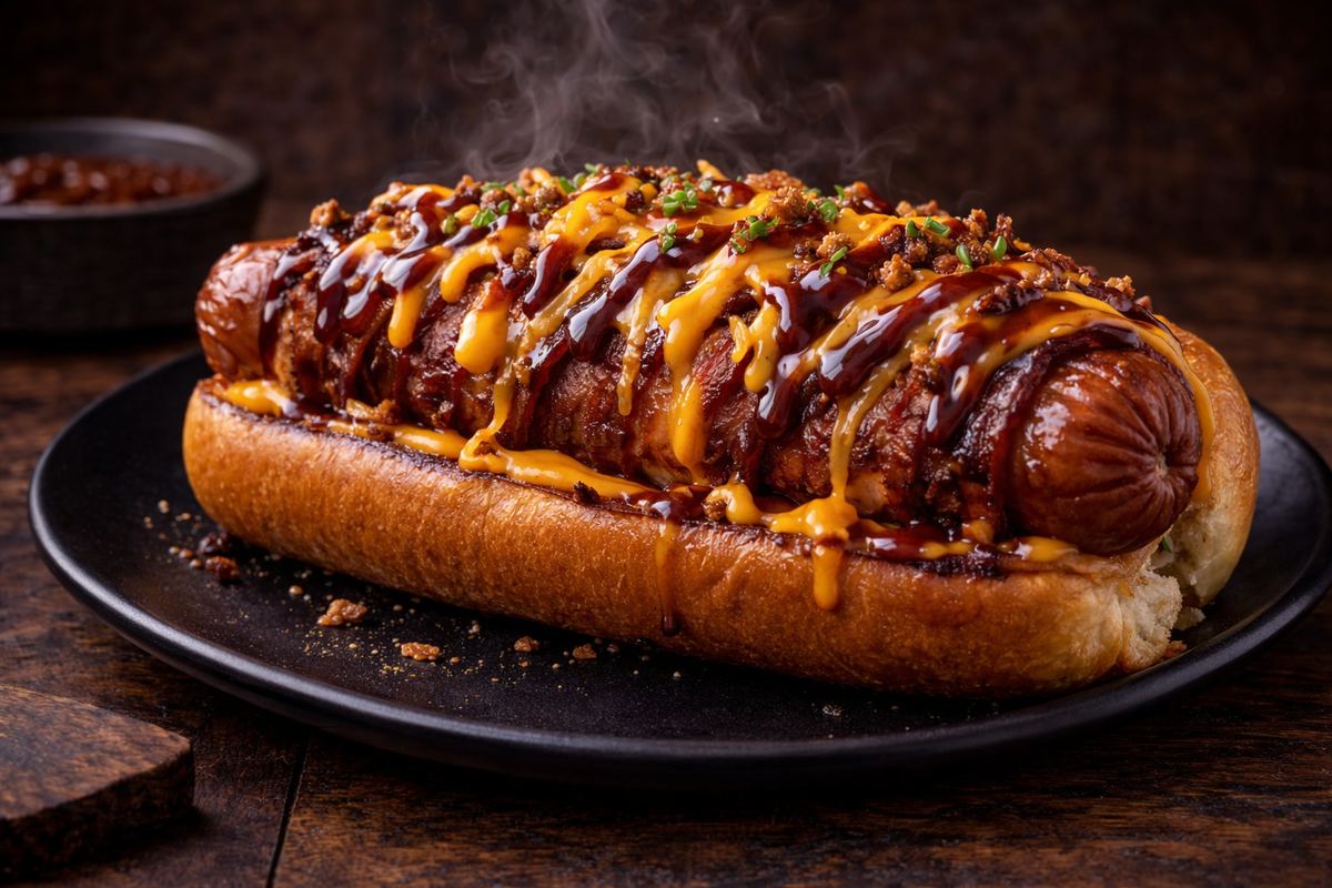 BBQ Bacon Wrapped Hot Dog